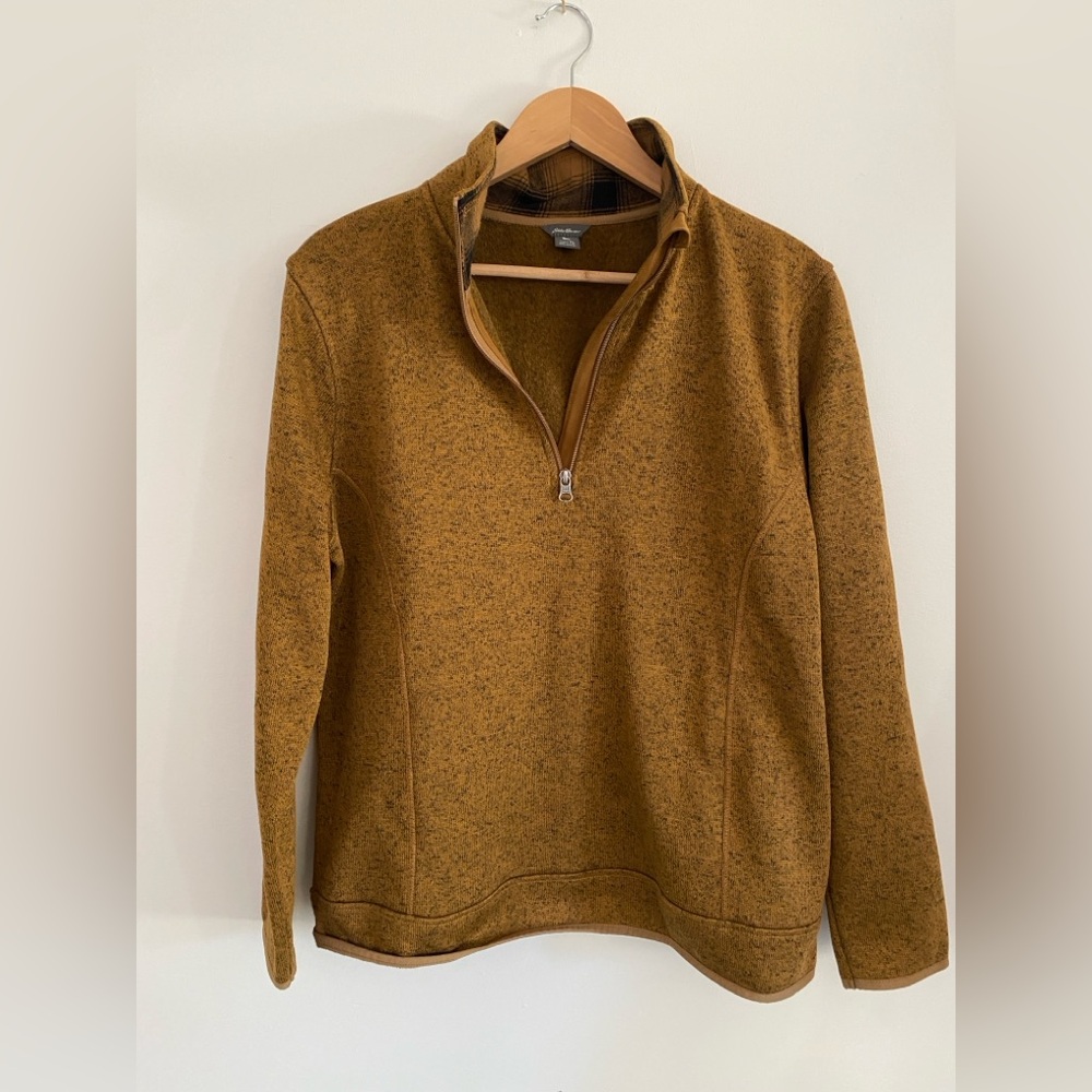 Eddie Bauer Men's brown  1/4 Zip-Up Sweater XL